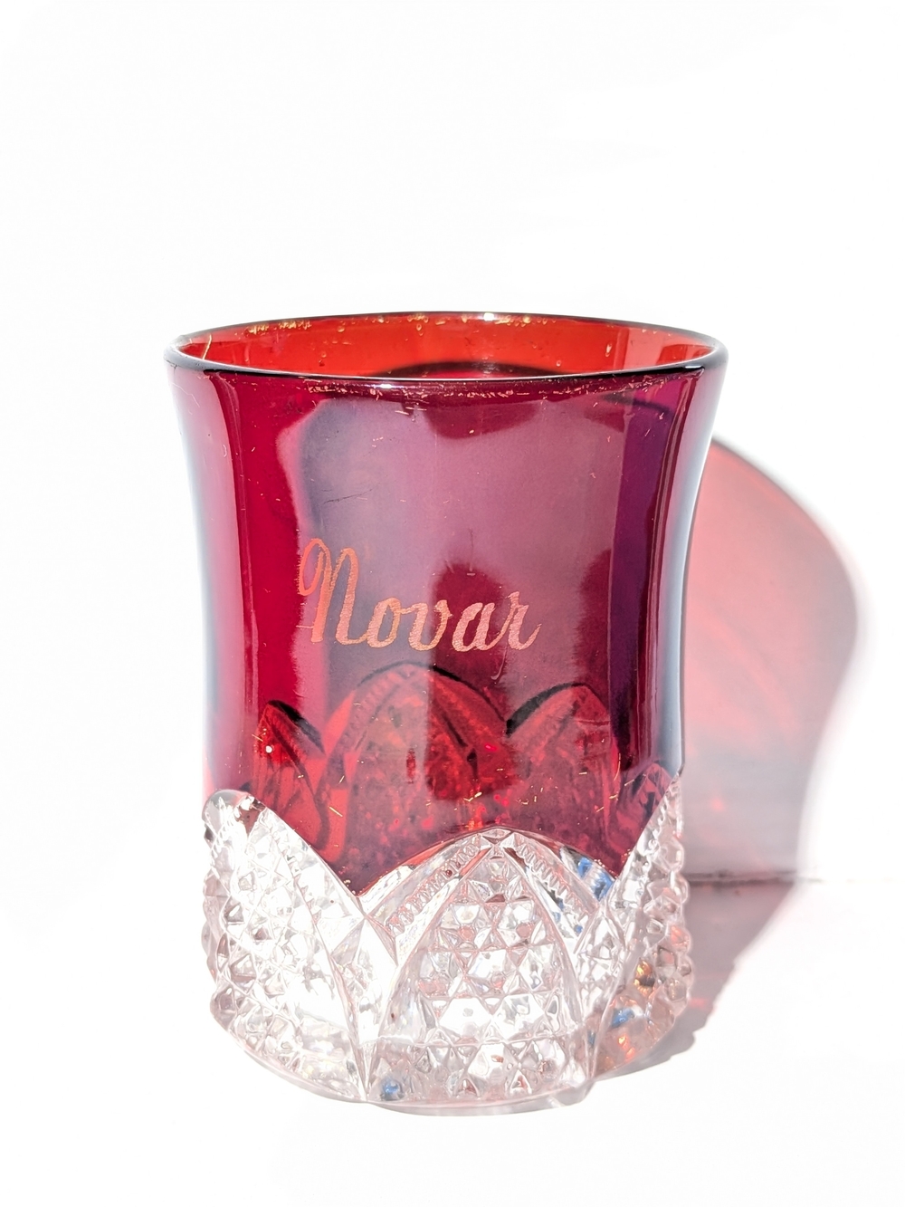 1897-1910 Duncan & Miller Button Arches 'Novar' Ruby EAPG Mug — Antique Flashed